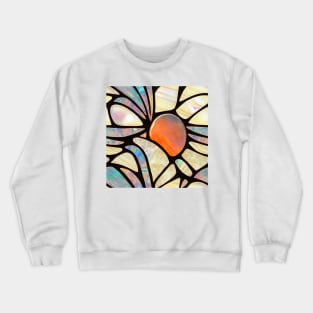 Mother of Pearl and Fire Opal Flower Mosaic Inlay Crewneck Sweatshirt